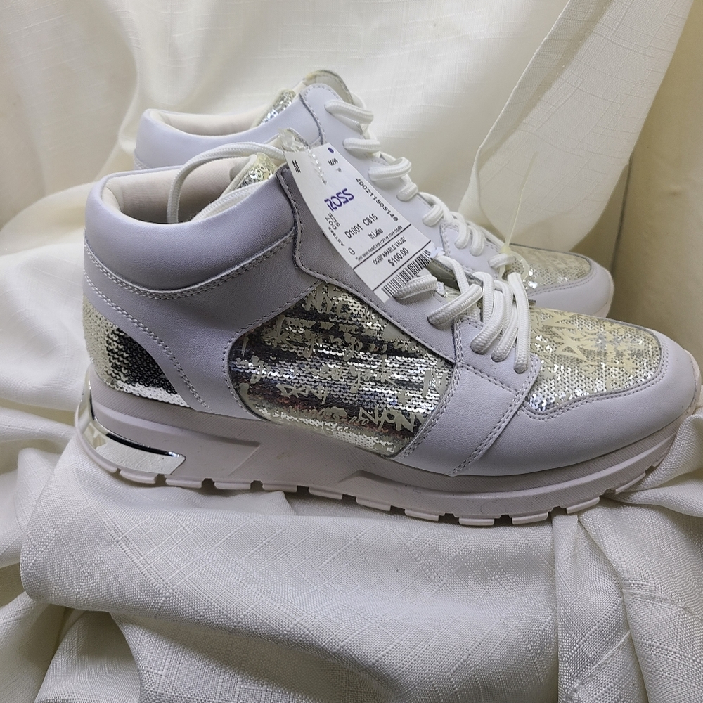 DKNY white high top sneakers